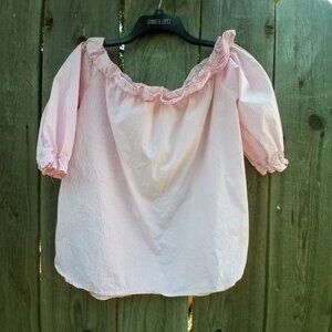 Heart & Hips Womes Size L Pink Striped Shoulder Off Half Sleeves Tunic Pullover